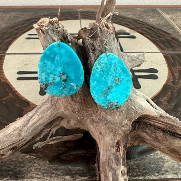Turquoise Slab Earrings - Picture 1 of 1